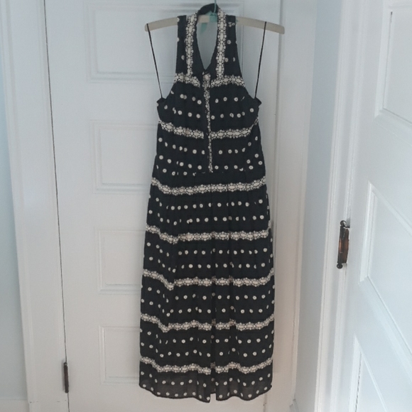 Anthro Eva Franco black floral halter shirt dress - Picture 2 of 12